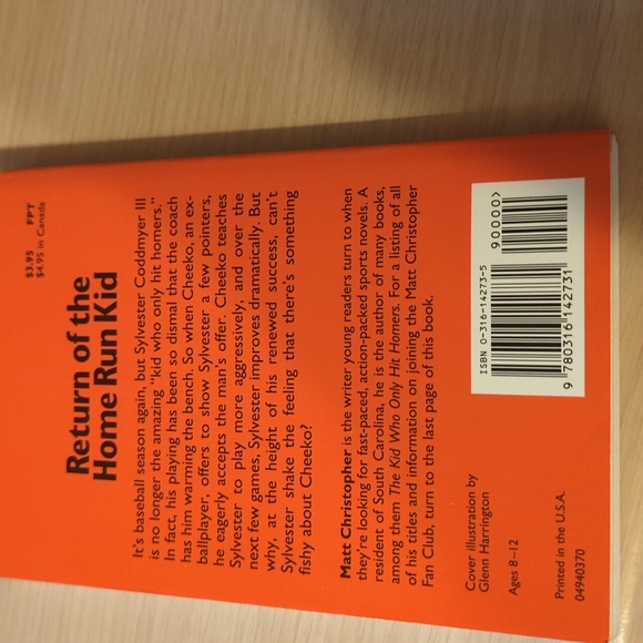 9 Matt Christopher Adventure Books Baseball - Picture 10 of 16